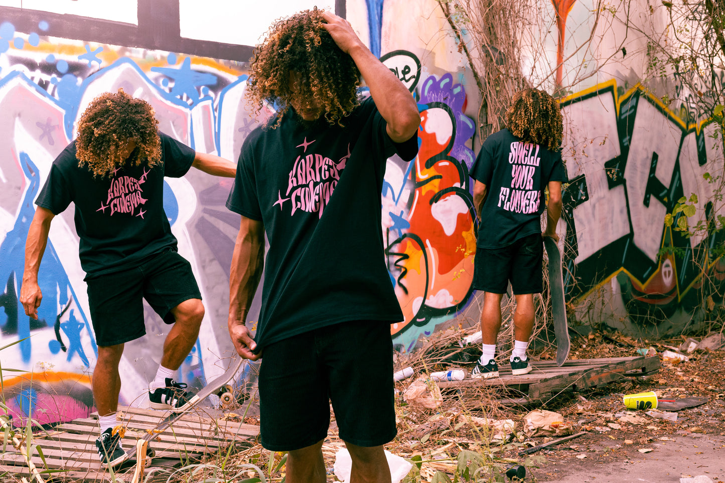 SMELL YOUR FLOWERS T-SHIRT(BLACK)