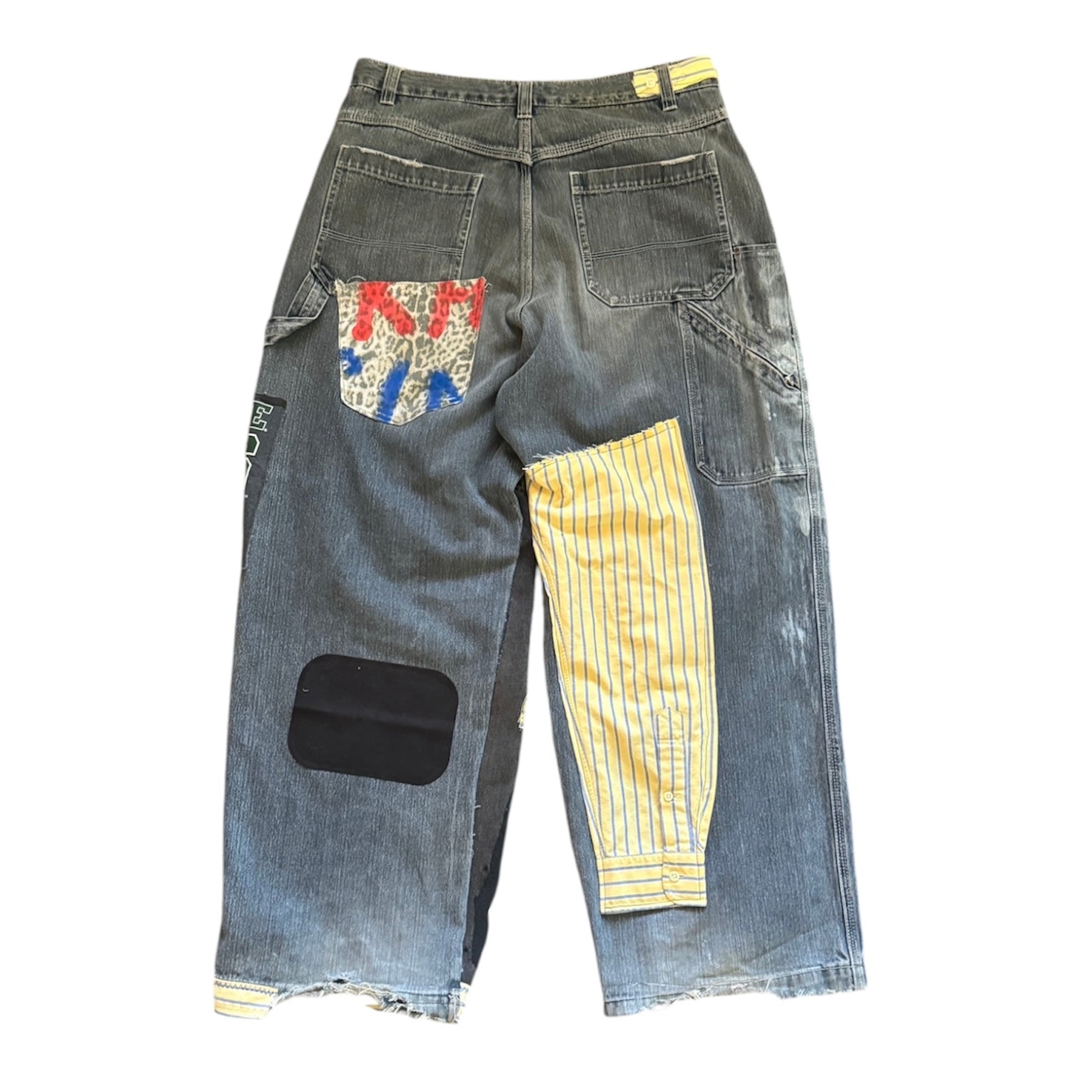 patchy baggy jeans