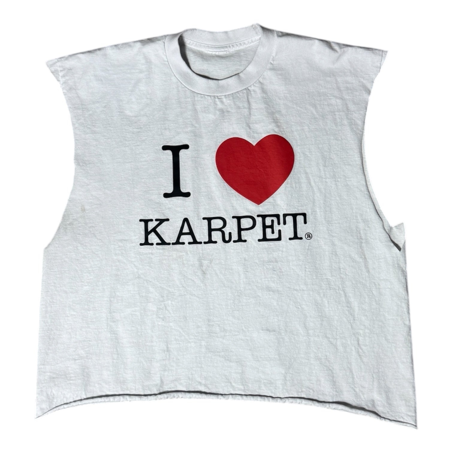 "i love karpet" cut-off tank
