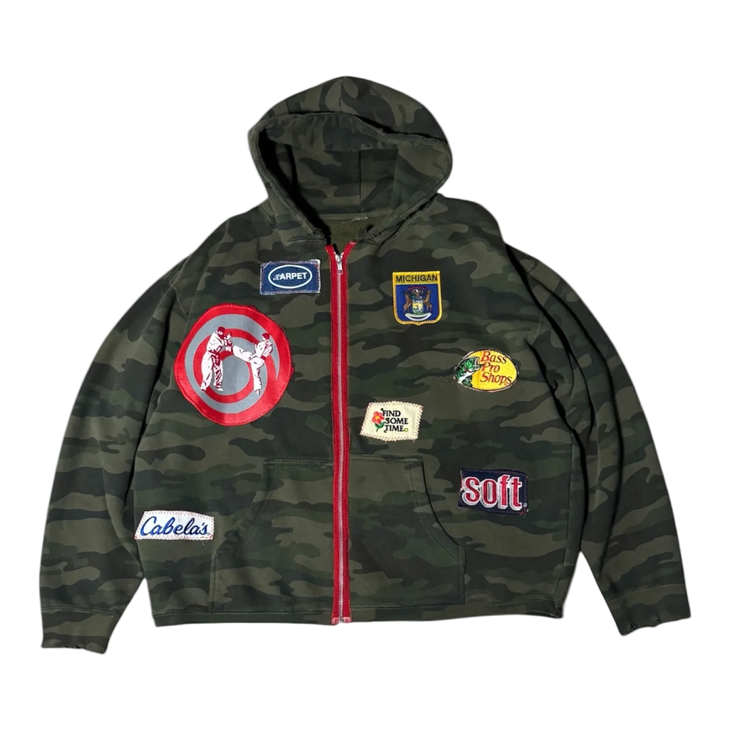 CAMO ZIP-UP "PATCHY" HOODIE